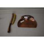 Arts and Crafts style copper crumb tray and brush