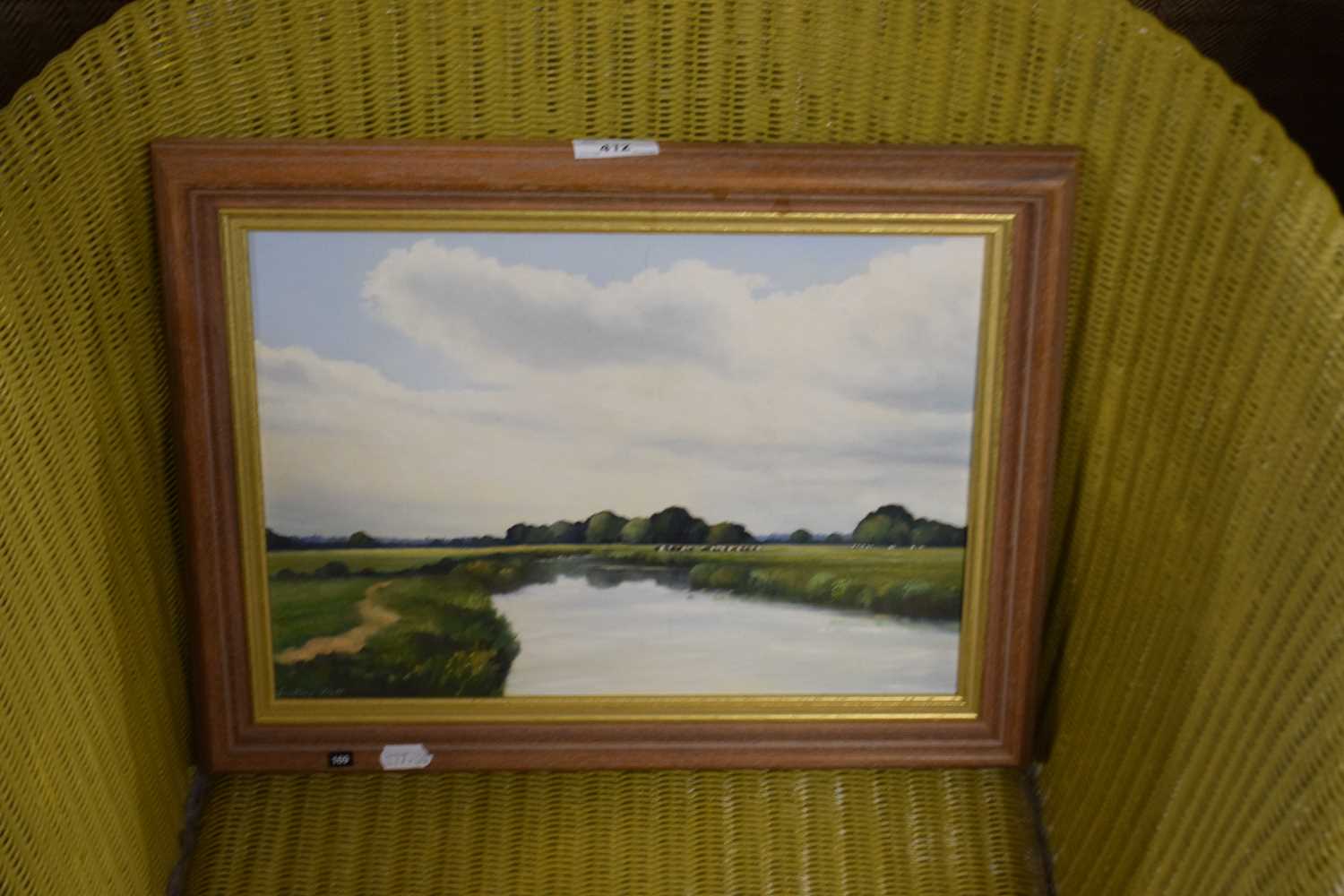 Geoffrey Flat, The River at Homersfield, oil on board, framed