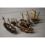 Five various small model boats