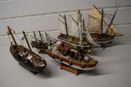 Five various small model boats