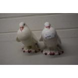 Two pottery model pigeons