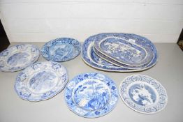 Collection of various 19th Century blue and white and later ceramics to include Willow pattern