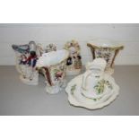 Mixed Lot: Staffordshire figures, Victorian floral vases, jugs etc