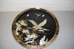 Oriental mother of pearl wall plaque with integral clock