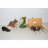 Collection of Sylvac wares to include a model cat, vase, shoe and a further Romany caravan and