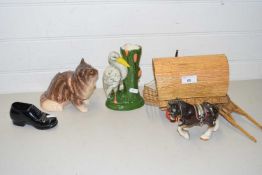 Collection of Sylvac wares to include a model cat, vase, shoe and a further Romany caravan and