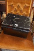 Black painted metal deed box