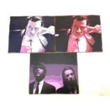 3 x small wood mounted abstract prints from Pulp Fiction (Tarantino, 1994), featuing John Travolta