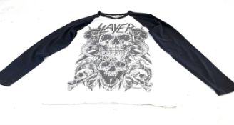 A 2012 official skull design shirt from retired thrash metal pioneers Slayer. Size small, printed on