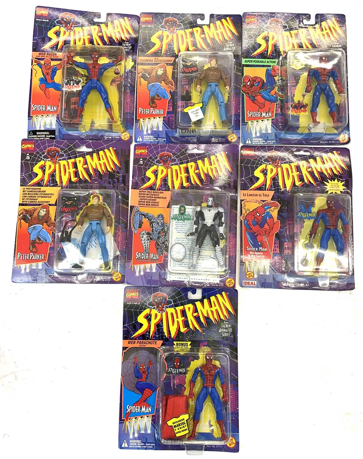 A mixed lot of highly collectible vintage 1990s ToyBiz Spider-Man collectible figurines in