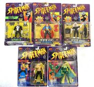 A mixed lot of highly collectible vintage 1990s ToyBiz Spider-Man collectible figurines in