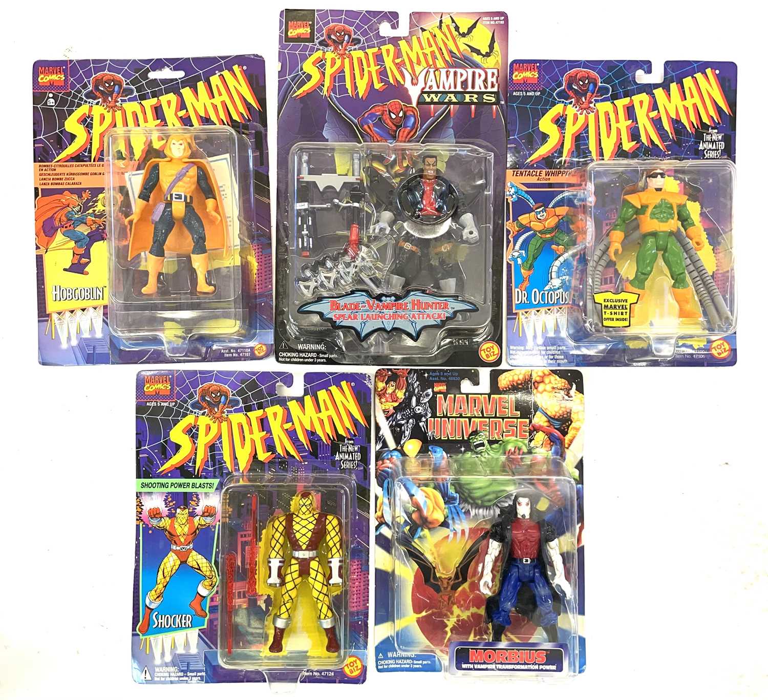 A mixed lot of highly collectible vintage 1990s ToyBiz Spider-Man collectible figurines in