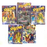 A mixed lot of highly collectible vintage 1990s ToyBiz Spider-Man collectible figurines in