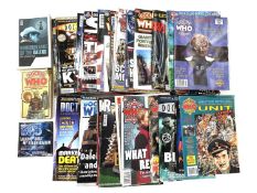 A quantity of vintage and contemporary Dr Who and Dr Who related magazines, comics and books.To