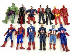 A mixed lot of 2000s Marvel / DC / Comic book action hero toys by Hasbro, 12'' plastic to include: -