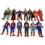 A mixed lot of 2000s Marvel / DC / Comic book action hero toys by Hasbro, 12'' plastic to include: -