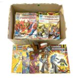 A large quantity of 1980s - 1990 Marvel Transformers comic books, with a 1983 Mattel He-Man MOTU