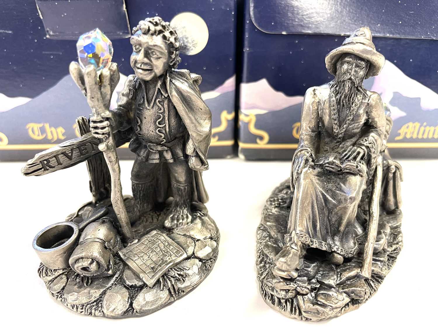 A pair of Tudor Mint 'Myth and Magic' Lord of the Rings pewter figurines to include: - Bilbo Baggins - Image 3 of 3
