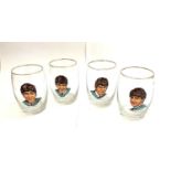 A set of 4 vintage glass tumblers depicting The Fab Four - John, Paul, George and Ringo. Beatles