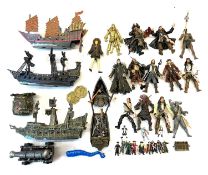 A quantity of collectible Pirates of The Caribbean figurines and ships. To include: - Jack Sparrow -