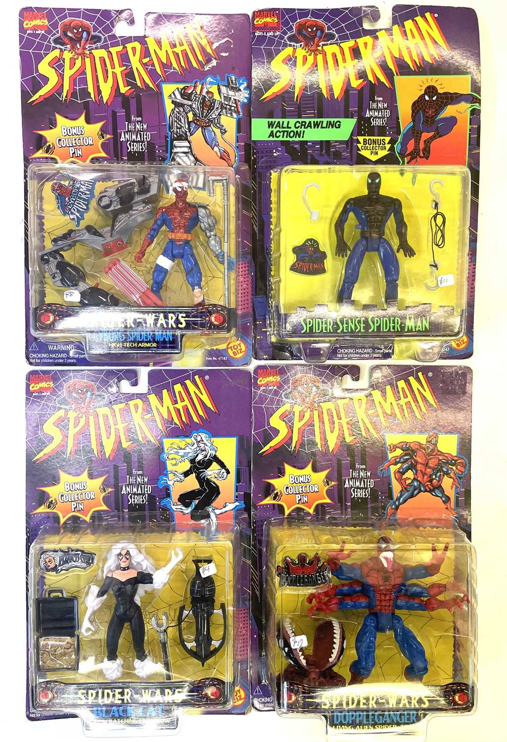 A mixed lot of 4 highly collectible vintage 1990s Toybiz Spider-man collectible figurines in