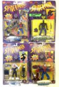 A mixed lot of 4 highly collectible vintage 1990s Toybiz Spider-man collectible figurines in