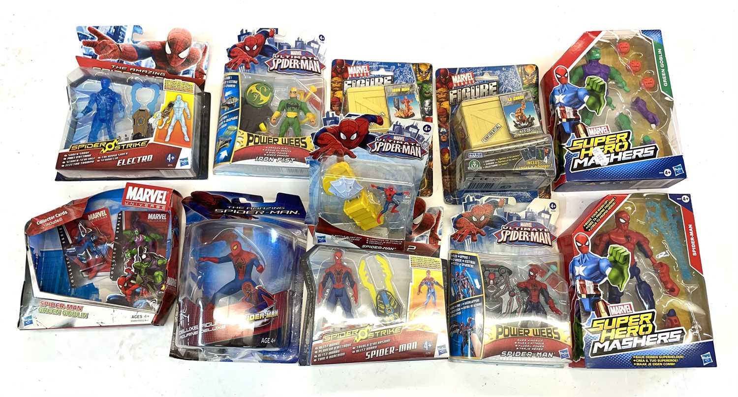 A mixed lot of predominantely Hasbro Spider-Man boxed collectible figures to include: - Spider