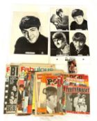 Mixed lots of vintage 1960s pop and rock magazines, The Beatles posters and Boy George playing