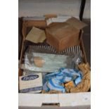Box of mixed items to include assorted vintage matches, vintage packets of Silver Silk and Bronco