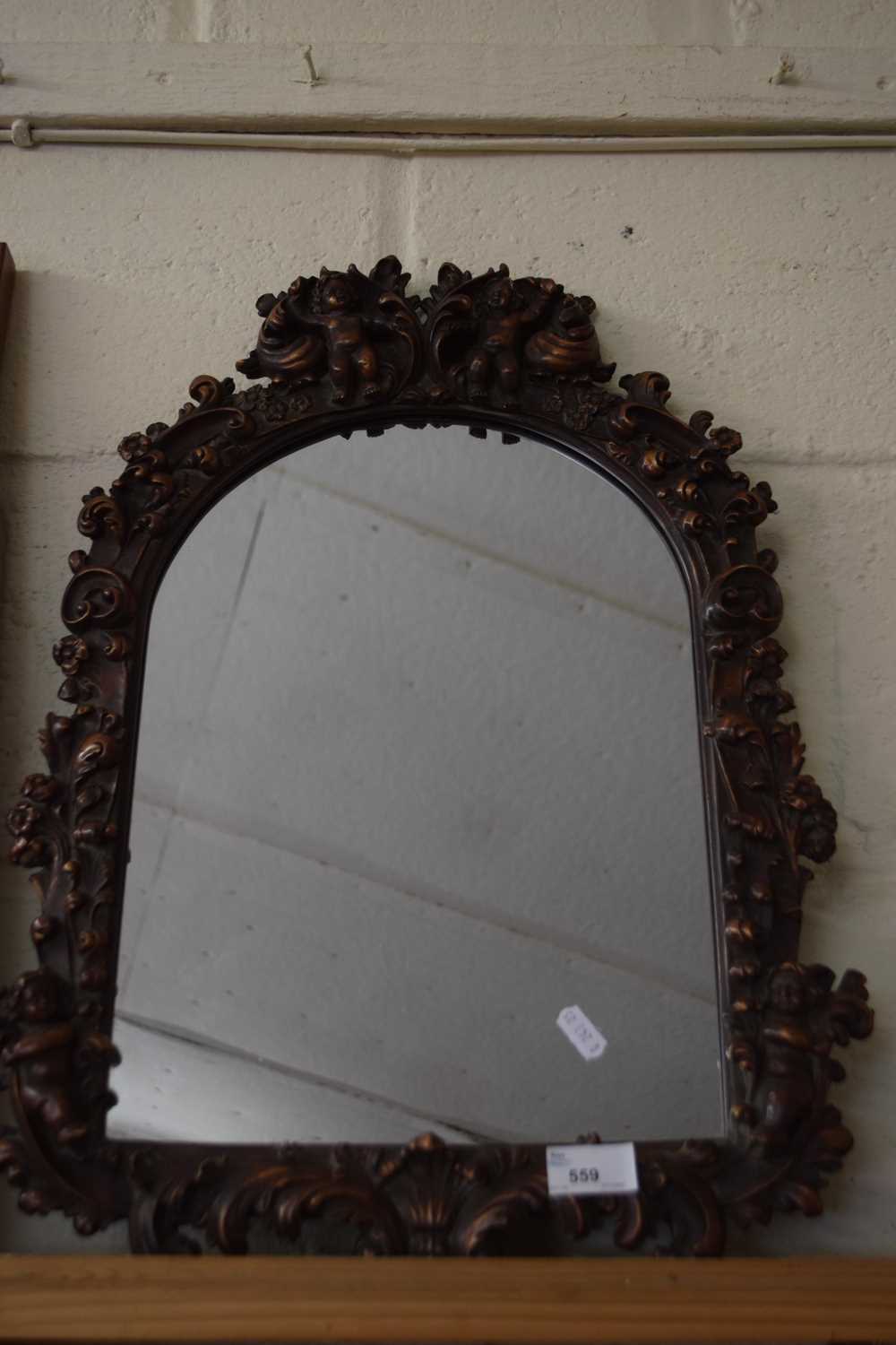 Modern arched wall mirror in resin frame
