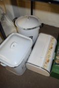Vintage flour bin and a bread bin