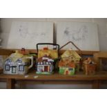 Collection of cottage formed teapots