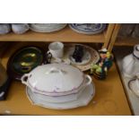 Mixed lot to include a modern wall clock, soup terrine and stand, various ornaments and other