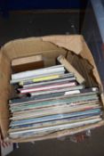 Box of various assorted records and books