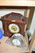 Waterford Crystal Wharton mantel clock together with a further small early 20th Century hardwood