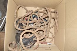 Box of rope pulleys etc