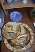 Mixed Lot: Plaster work wall plaques, large charger decorated with a water mill scene and various