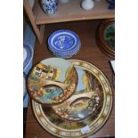 Mixed Lot: Plaster work wall plaques, large charger decorated with a water mill scene and various