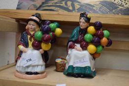 Collection of three Royal Doulton figures, The Old Balloon Seller, Balloon Girl and The Balloon