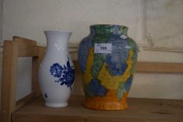 Wadeheath abstract coloured vase together with a Royal Copenhagen vase