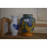 Wadeheath abstract coloured vase together with a Royal Copenhagen vase
