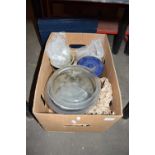 One box of vintage tobacco jars and other items