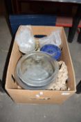 One box of vintage tobacco jars and other items