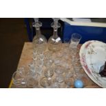 Mixed Lot: Various cut glass decanters, drinking glasses etc