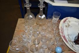 Mixed Lot: Various cut glass decanters, drinking glasses etc
