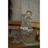 Two cut glass decanters