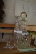 Two cut glass decanters