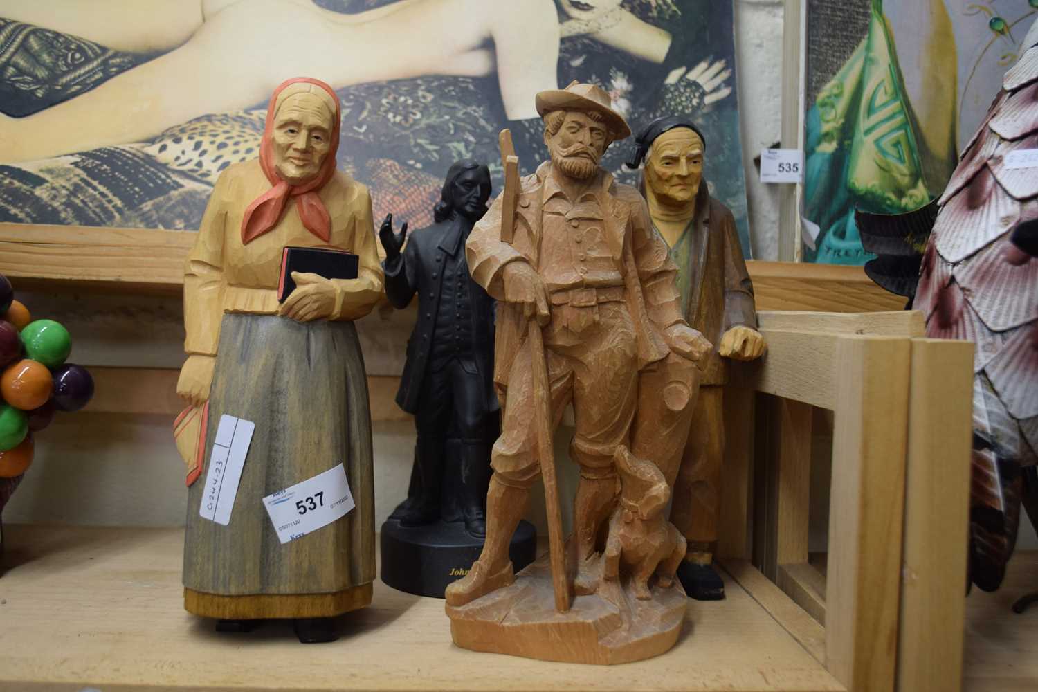 Collection of Wedgwood Black Basalt model of John Wesley together with three further continental