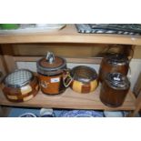 Mixed Lot: Wooden rose bowls and tobacco jars/biscuit barrels