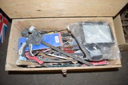 Wooden tool box and contents